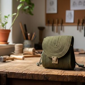 Bolso Bandolera de Cuerda de Algodón Verde Militar